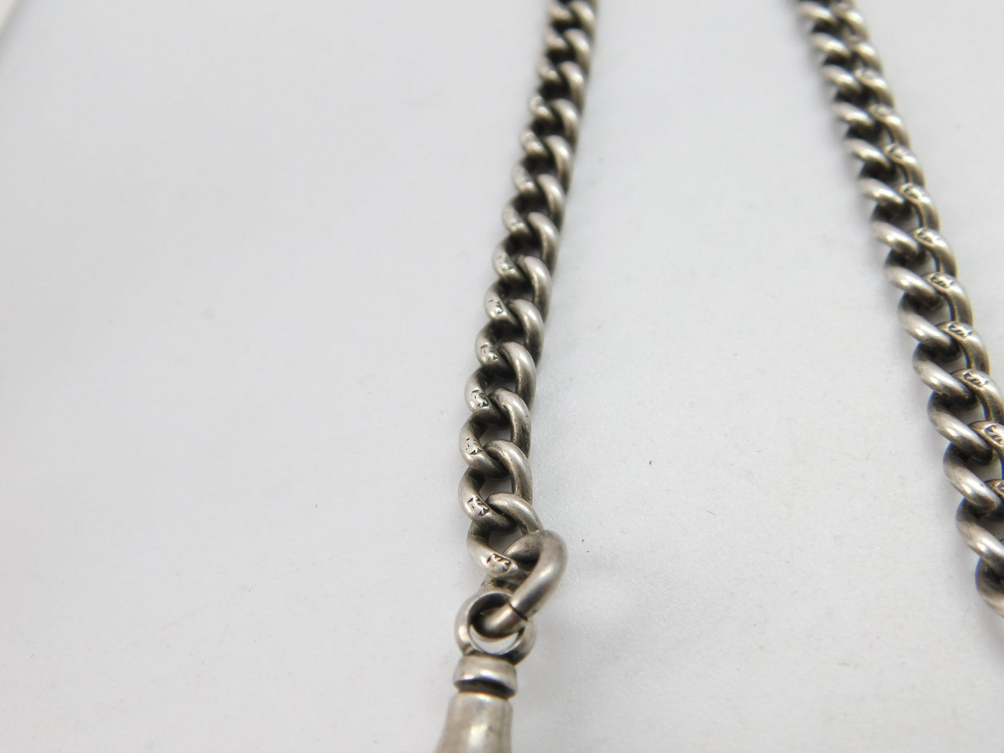 Victorian Sterling Silver Albert Watch Chain 1896 Birmingham Antique 30cm