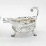 George II Pair Sterling Silver Floral Pattern Sauce Boats 1758 London W. Brind
