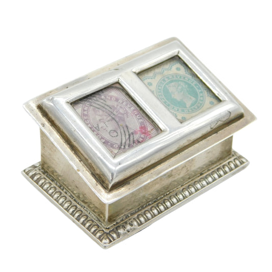 Victorian Sterling Silver Double Desk Stamp Holder Antique 1900 Chester