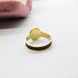 Victorian 9ct Gold, Black Enamel & Hair Weave Mourning Ring 1864 Birmingham