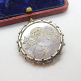 Victorian Aesthetic Sterling Silver Swallow Mourning Brooch Antique c1880