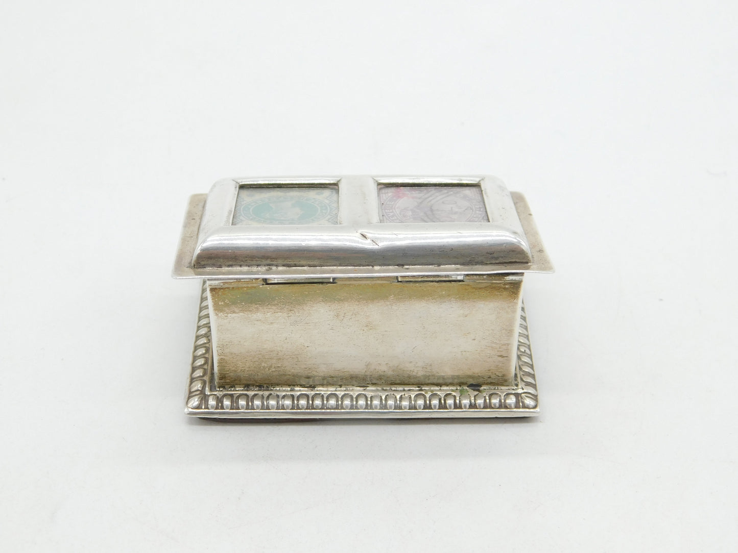 Victorian Sterling Silver Double Desk Stamp Holder Antique 1900 Chester