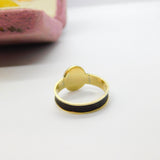 Victorian 9ct Gold, Black Enamel & Hair Weave Mourning Ring 1864 Birmingham
