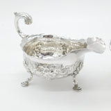 George II Pair Sterling Silver Floral Pattern Sauce Boats 1758 London W. Brind
