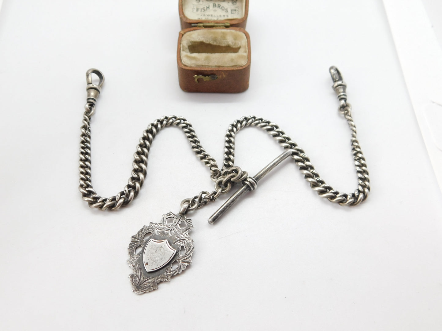 Sterling Silver Double Graduating Albert Watch Chain 1917 Chester Antique