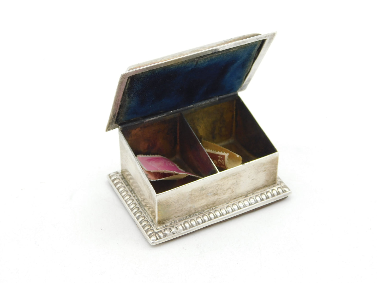 Victorian Sterling Silver Double Desk Stamp Holder Antique 1900 Chester