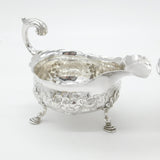 George II Pair Sterling Silver Floral Pattern Sauce Boats 1758 London W. Brind