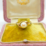 9ct Yellow Gold & Pearl Set Band Ring Vintage 1984 London