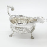 George II Pair Sterling Silver Floral Pattern Sauce Boats 1758 London W. Brind