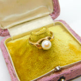 9ct Yellow Gold & Pearl Set Band Ring Vintage 1984 London