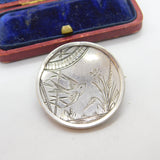 Victorian Aesthetic Sterling Silver Swallow Sweetheart Brooch Antique c1860