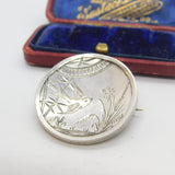 Victorian Aesthetic Sterling Silver Swallow Sweetheart Brooch Antique c1860