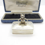 Sterling Silver Articulated Teddy Bear Trinket Box or Pot Vintage c1980