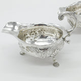 George II Pair Sterling Silver Floral Pattern Sauce Boats 1758 London W. Brind