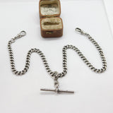 Victorian Sterling Silver Double Albert Watch Chain 1899 Birmingham Antique