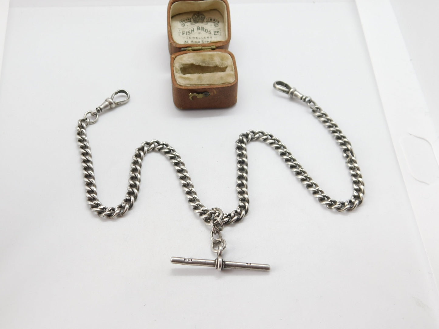 Victorian Sterling Silver Double Albert Watch Chain 1899 Birmingham Antique