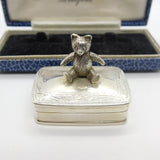 Sterling Silver Articulated Teddy Bear Trinket Box or Pot Vintage c1980
