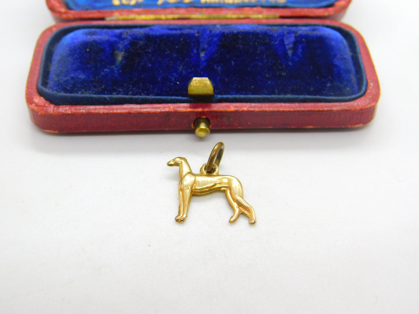 9ct Yellow Gold Greyhound Dog Charm or Pendant Antique c1930 Art Deco