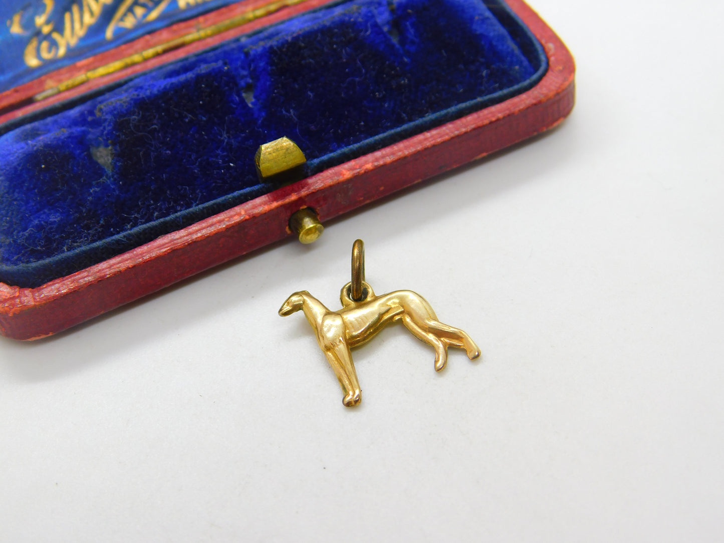 9ct Yellow Gold Greyhound Dog Charm or Pendant Antique c1930 Art Deco