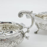 George II Pair Sterling Silver Floral Pattern Sauce Boats 1758 London W. Brind
