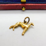 9ct Yellow Gold Greyhound Dog Charm or Pendant Antique c1930 Art Deco
