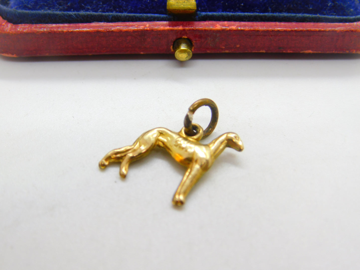 9ct Yellow Gold Greyhound Dog Charm or Pendant Antique c1930 Art Deco