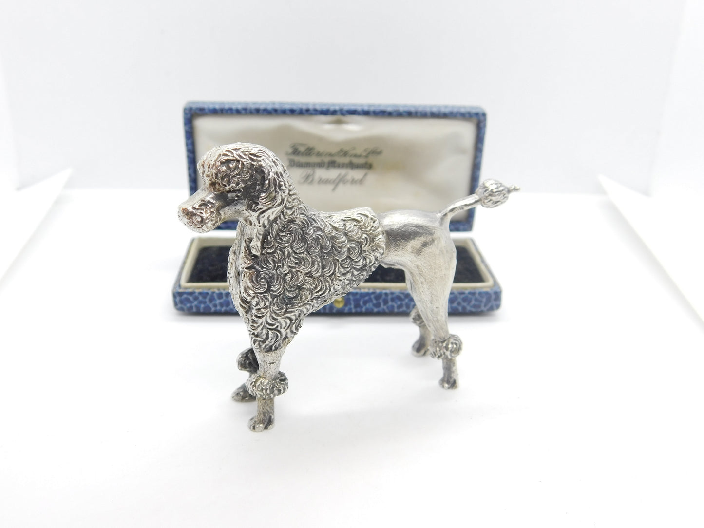 Cast Sterling Silver Figurine Ornament of Poodle Dog Vintage c1970