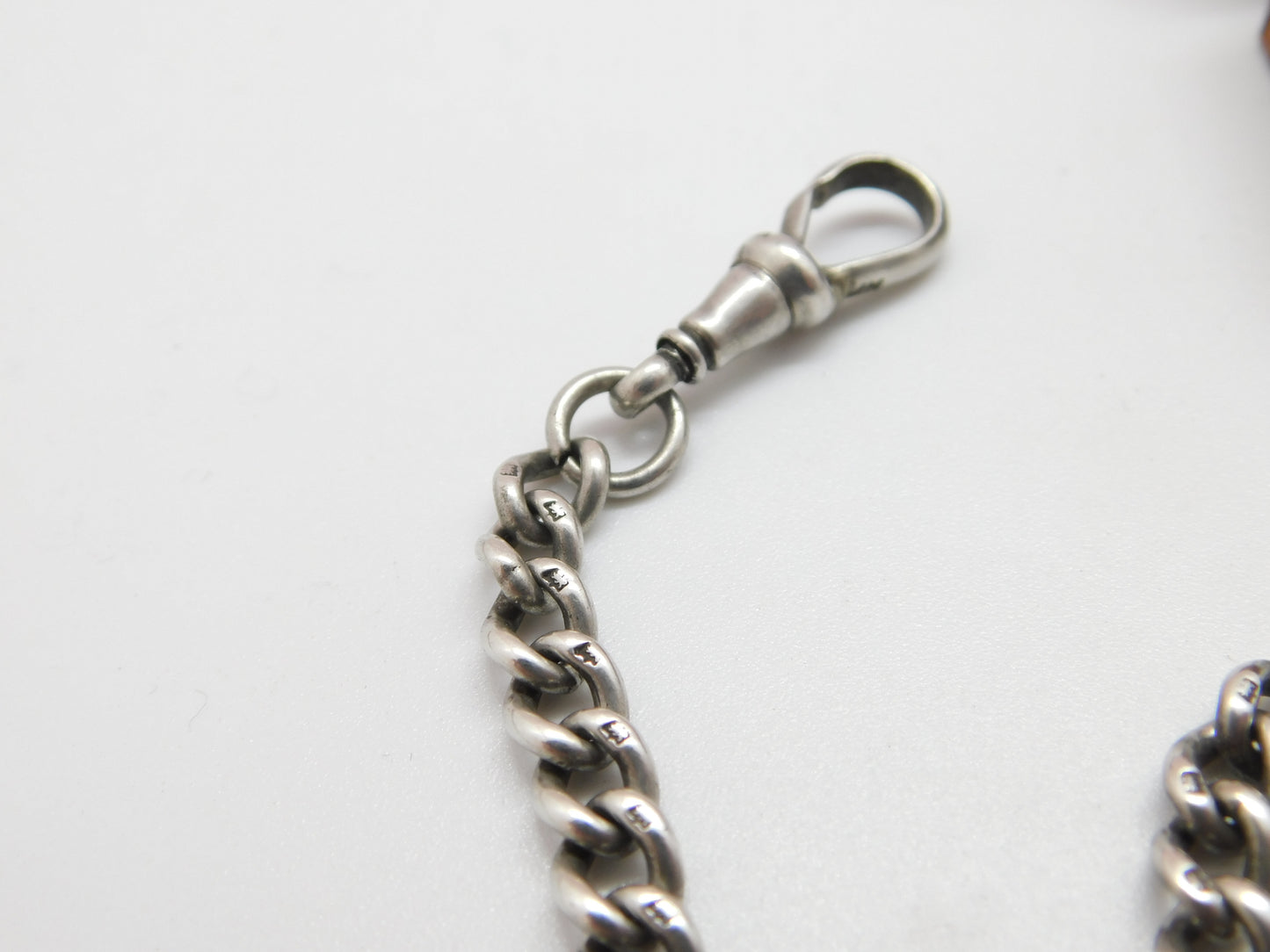 Victorian Sterling Silver Double Albert Watch Chain 1899 Birmingham Antique