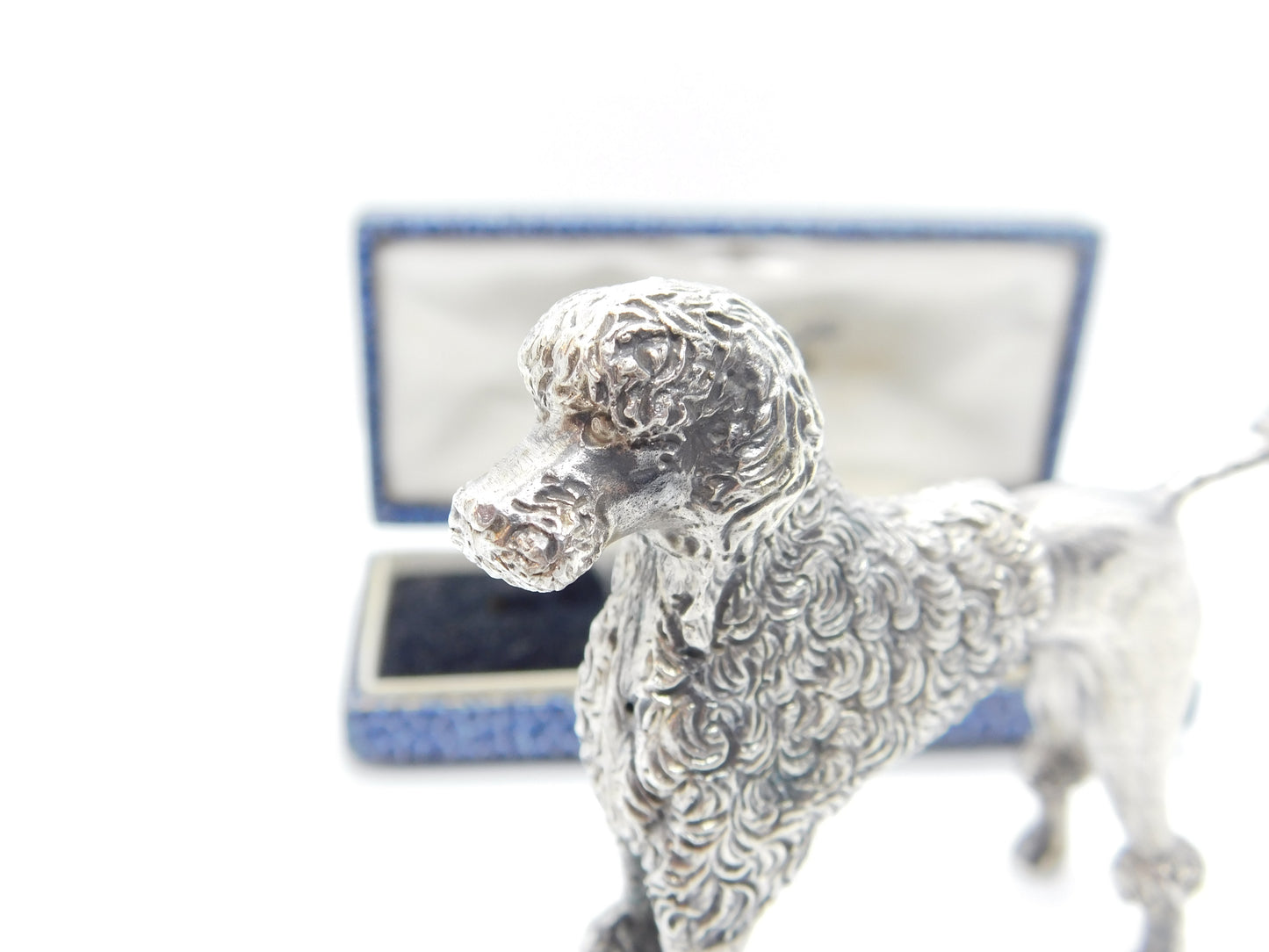 Cast Sterling Silver Figurine Ornament of Poodle Dog Vintage c1970