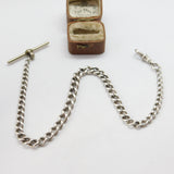 Victorian Sterling Silver Graduating Single Albert Watch Chain c1890 Antique