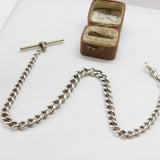 Victorian Sterling Silver Graduating Single Albert Watch Chain c1890 Antique