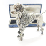 Cast Sterling Silver Figurine Ornament of Poodle Dog Vintage c1970