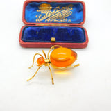 Art Deco Yellow Metal & Amber Set Spider Insect Brooch Antique c1920