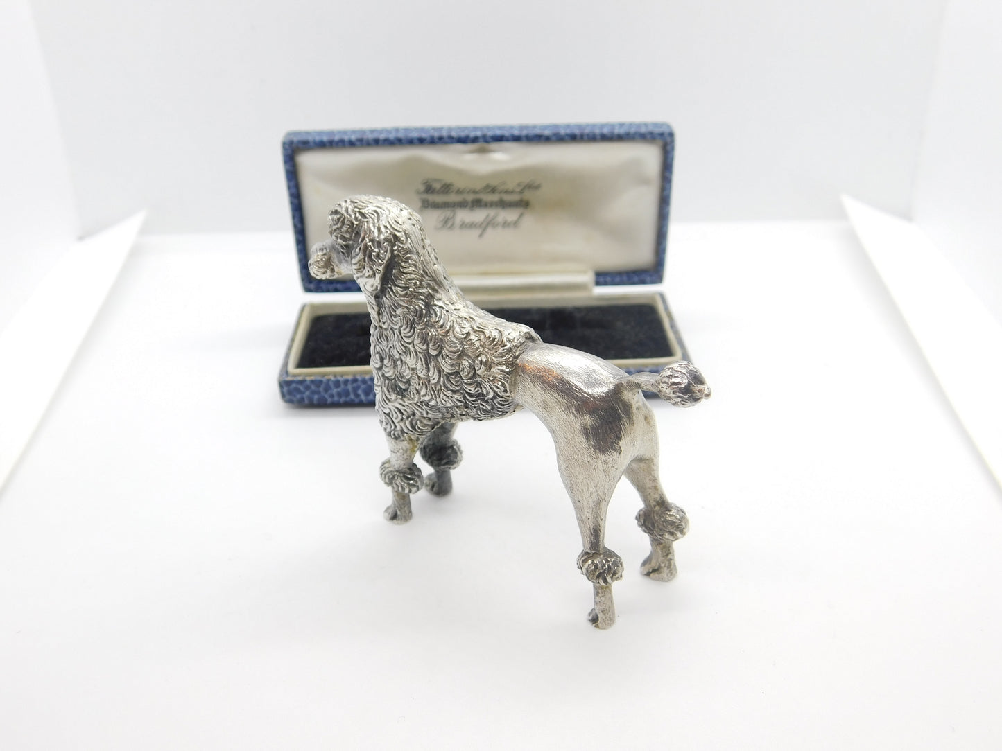 Cast Sterling Silver Figurine Ornament of Poodle Dog Vintage c1970