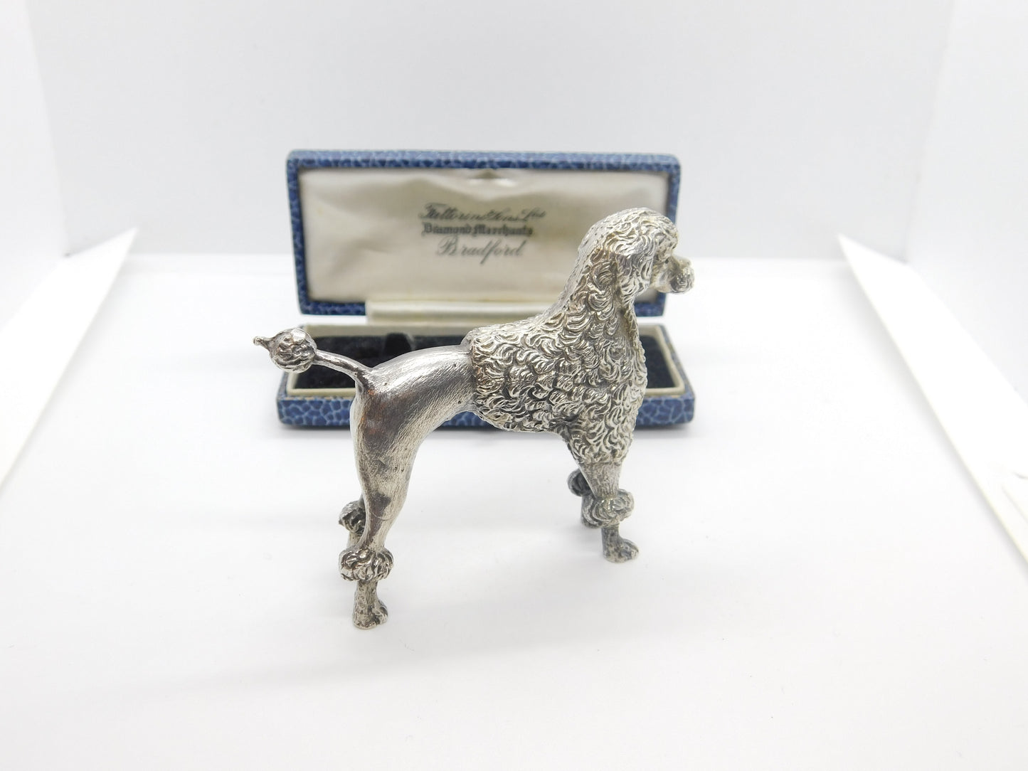 Cast Sterling Silver Figurine Ornament of Poodle Dog Vintage c1970