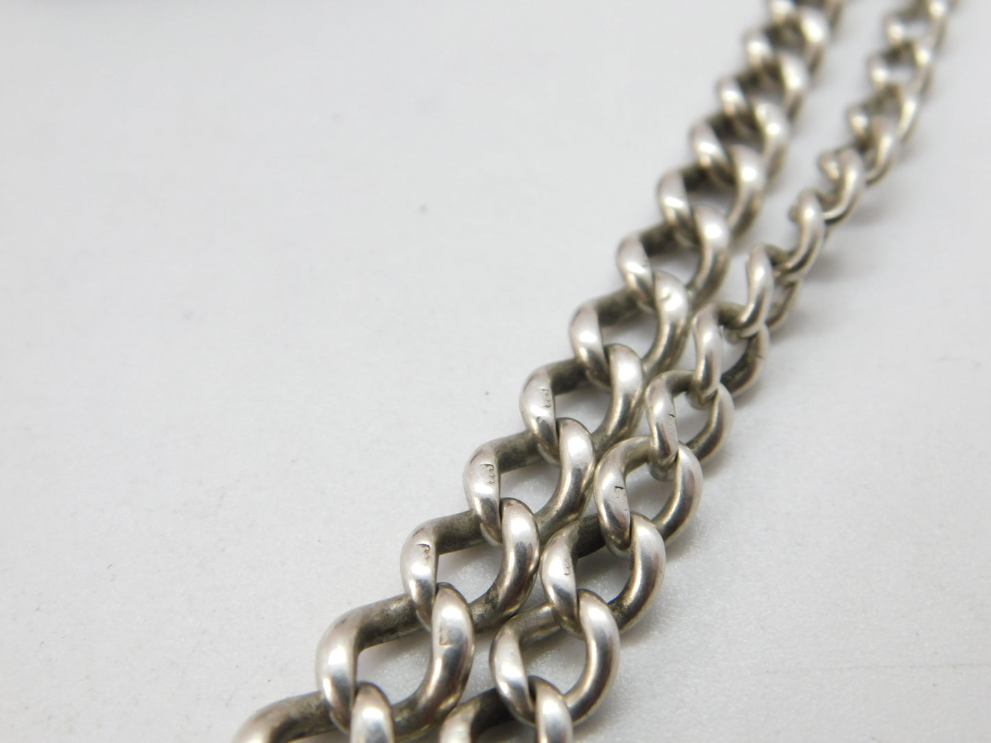 Victorian Sterling Silver Graduating Single Albert Watch Chain c1890 Antique