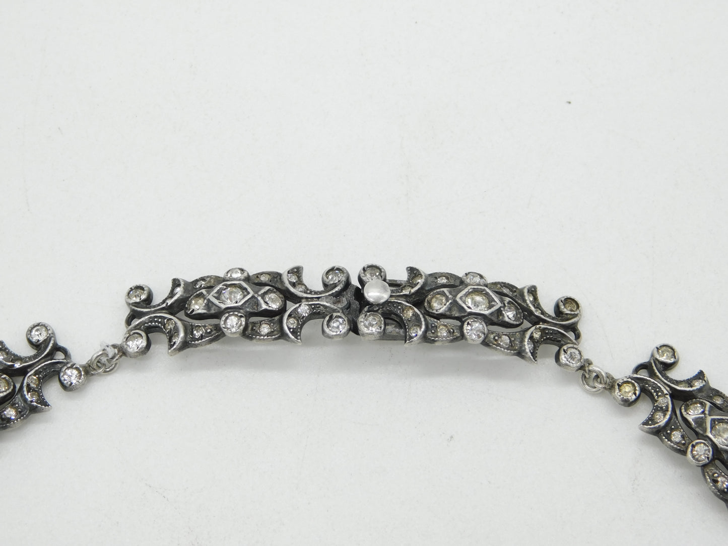 George III Sterling Silver & Paste Set Floral Collar Necklace Antique c1820