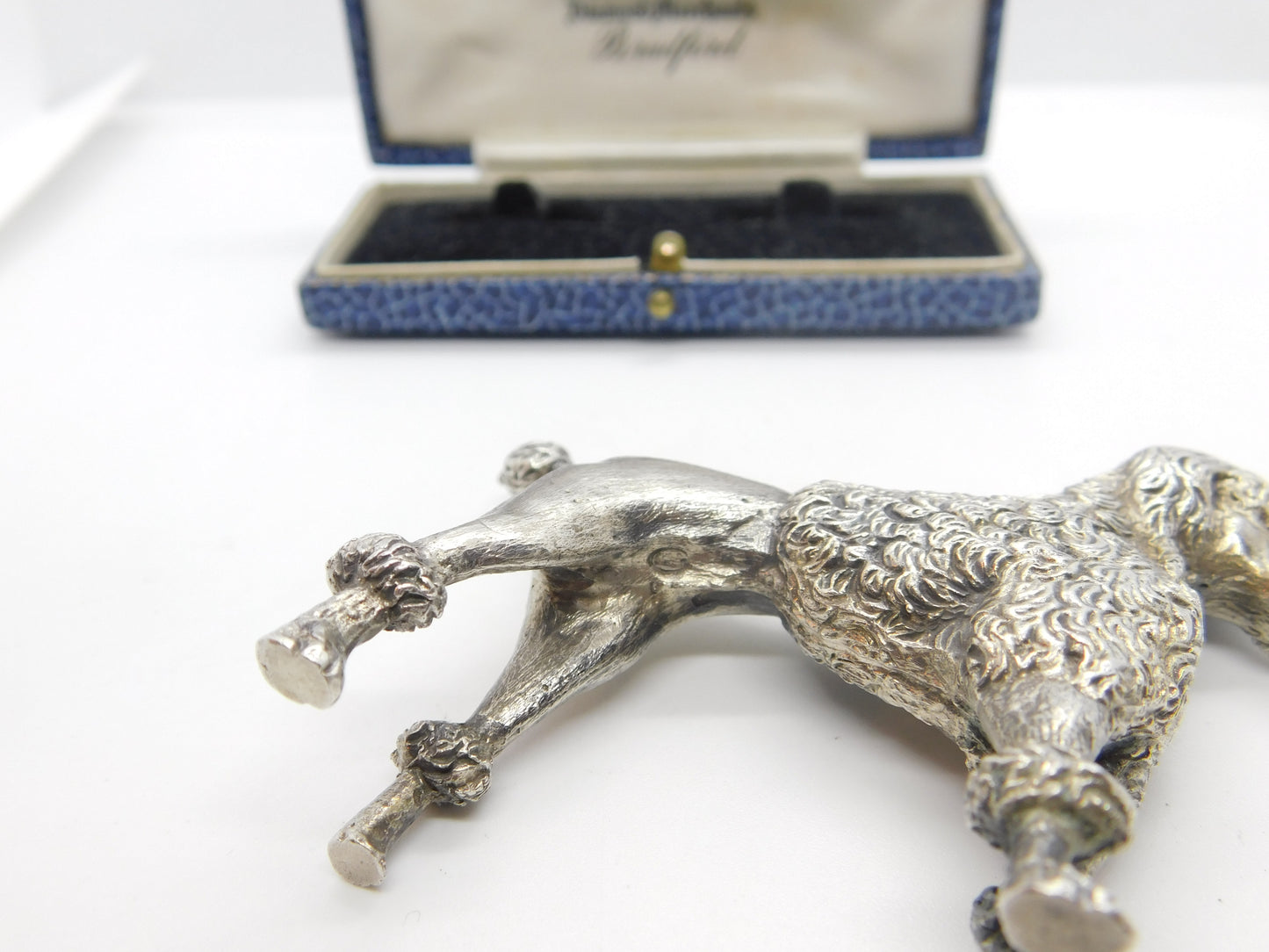 Cast Sterling Silver Figurine Ornament of Poodle Dog Vintage c1970