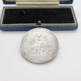 Georgian Sterling Silver Crown Coin Brooch Pin Antique 1819 Commemorative