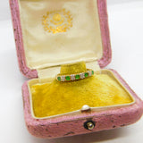 9ct Yellow Gold, Emerald & Diamond Half Eternity Ring Vintage c1990 London