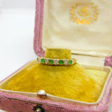 9ct Yellow Gold, Emerald & Diamond Half Eternity Ring Vintage c1990 London
