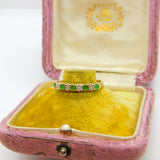 9ct Yellow Gold, Emerald & Diamond Half Eternity Ring Vintage c1990 London