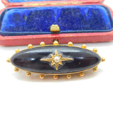 Victorian 15ct Gold, Black Enamel & Pearl Mourning Locket Brooch Antique c1880