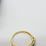 9ct Yellow Gold, Emerald & Diamond Half Eternity Ring Vintage c1990 London