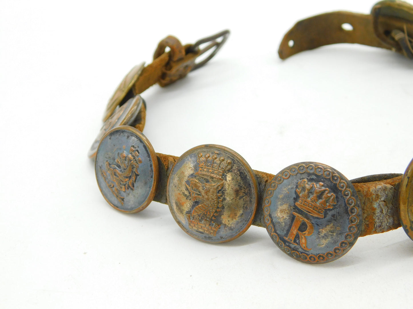 Victorian Regimental & Livery Buttons Dog or Goat Collar Antique c1880
