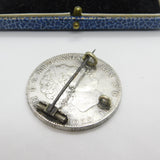 Georgian Sterling Silver Crown Coin Brooch Pin Antique 1819 Commemorative
