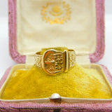 9ct Yellow Gold Victorian Style Buckle Sweetheart Ring 1984 Birmingham Vintage