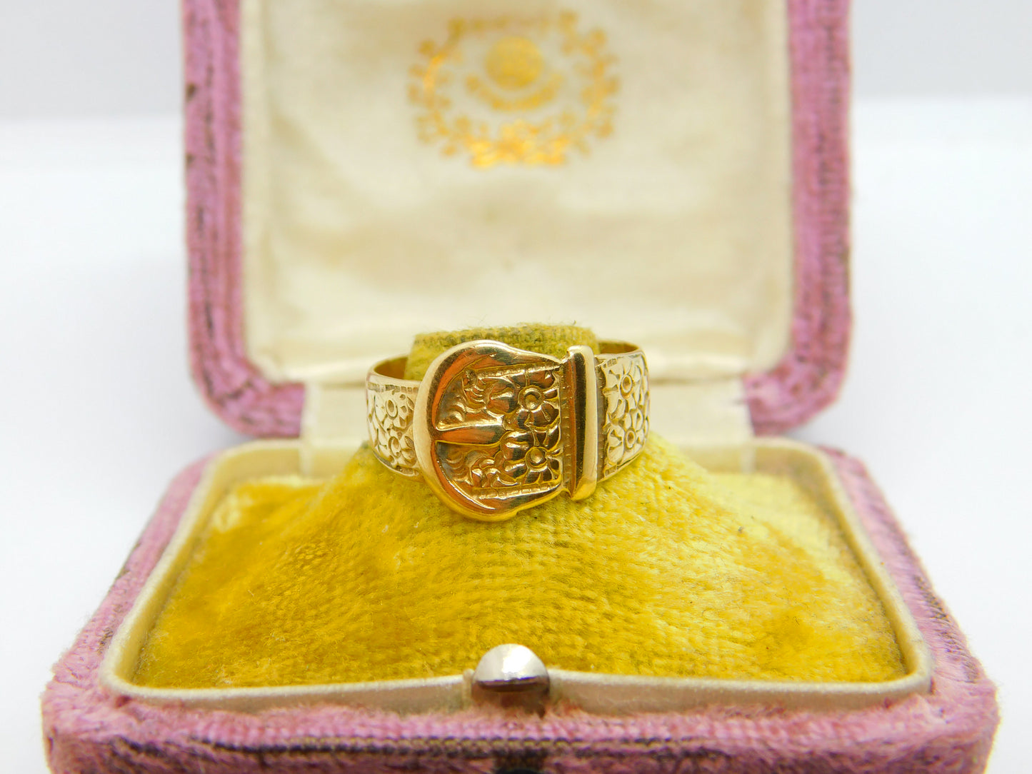 9ct Yellow Gold Victorian Style Buckle Sweetheart Ring 1984 Birmingham Vintage