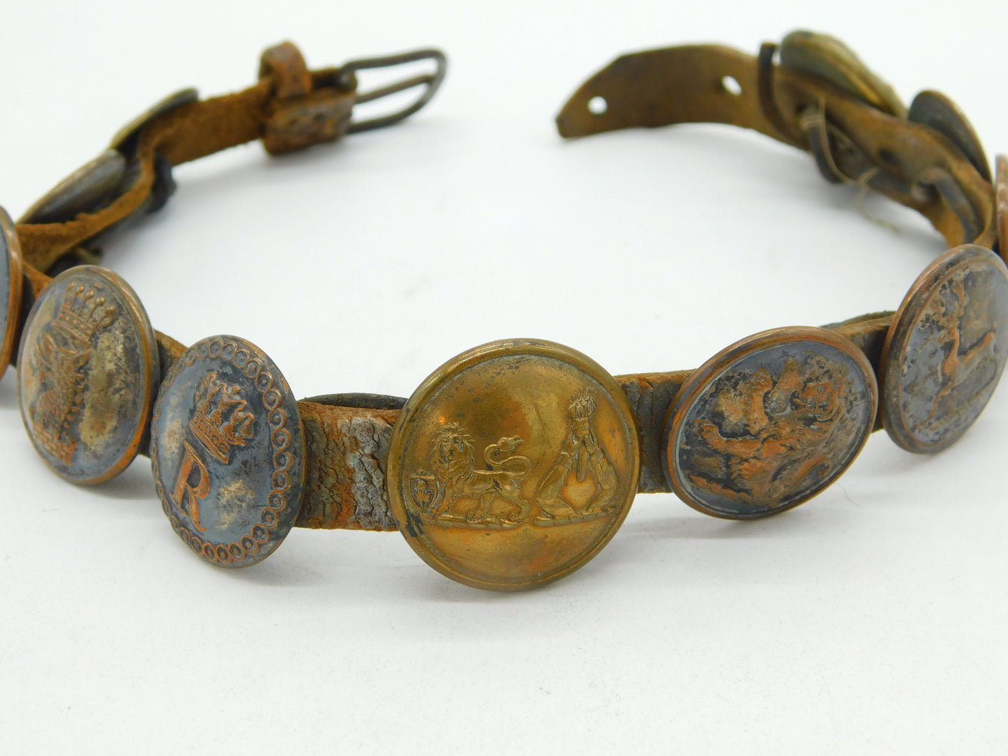 Victorian Regimental & Livery Buttons Dog or Goat Collar Antique c1880