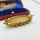 Victorian 15ct Gold, Black Enamel & Pearl Mourning Locket Brooch Antique c1880